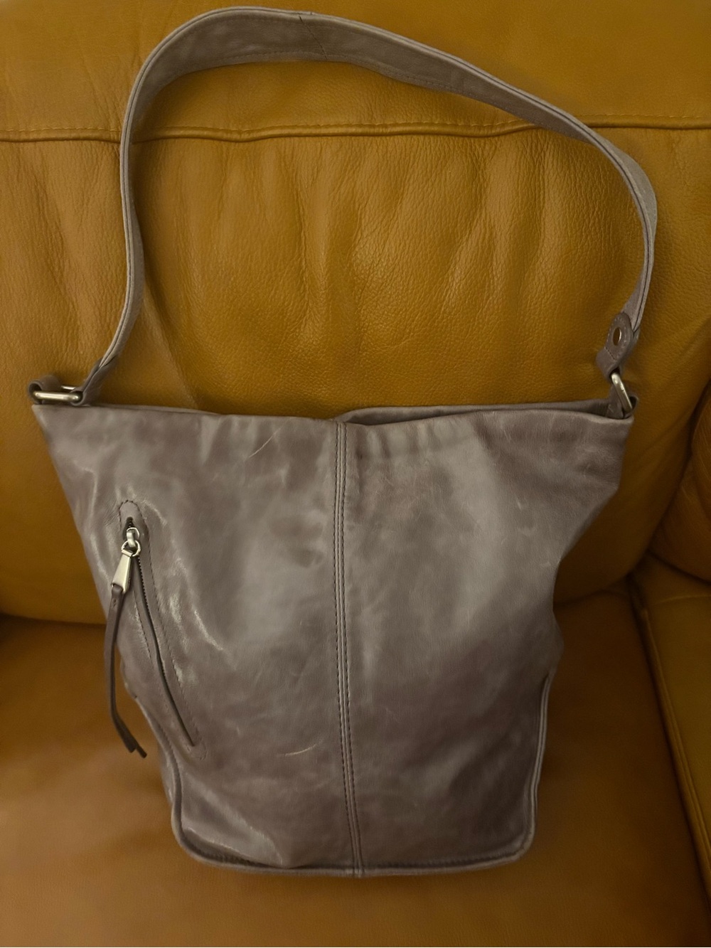 HOBO Gray Leather Hobo Bag